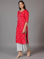 Pink Woven Design Rayon Straight Kurta - Image 3